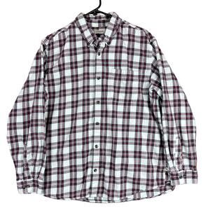 Magellan Outdoors Mens Shirt White Red Green Plaid Flannel Button Down Cotton XL